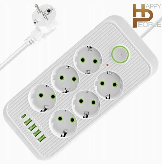 Prailginimo laidas su papildomais kištukais, 2 metrai